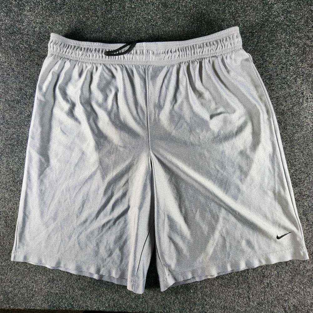 Nike Mens Silver Mesh Athletic Basketball Dazzle Shorts Size L SwooshDrawstring
